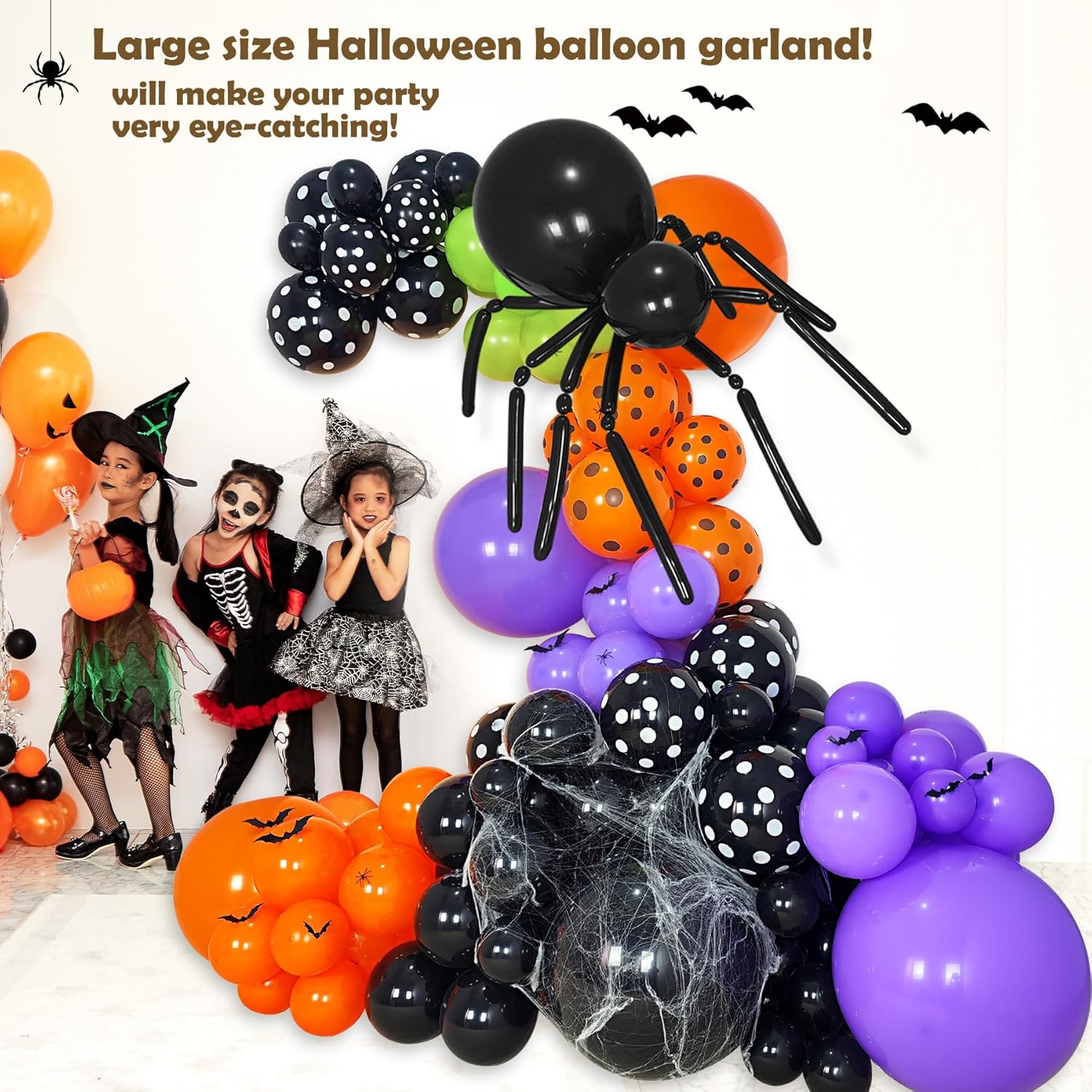 Kit de arco de guirnalda de globos de Halloween de 169 piezas, suministros de decoración de fiesta de Halloween, guirnalda de globos de Halloween de