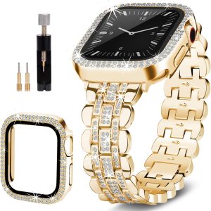 beu1st Correa brillante compatible con correas de Apple Watch de 1.575 pulgadas para mujer, correa de metal de repuesto de joyería de diamante, beu1st Correa brillante compatible con correas de Apple Watch de 1.575 pulgadas para mujer, correa de metal de repuesto de joyería de diamante,