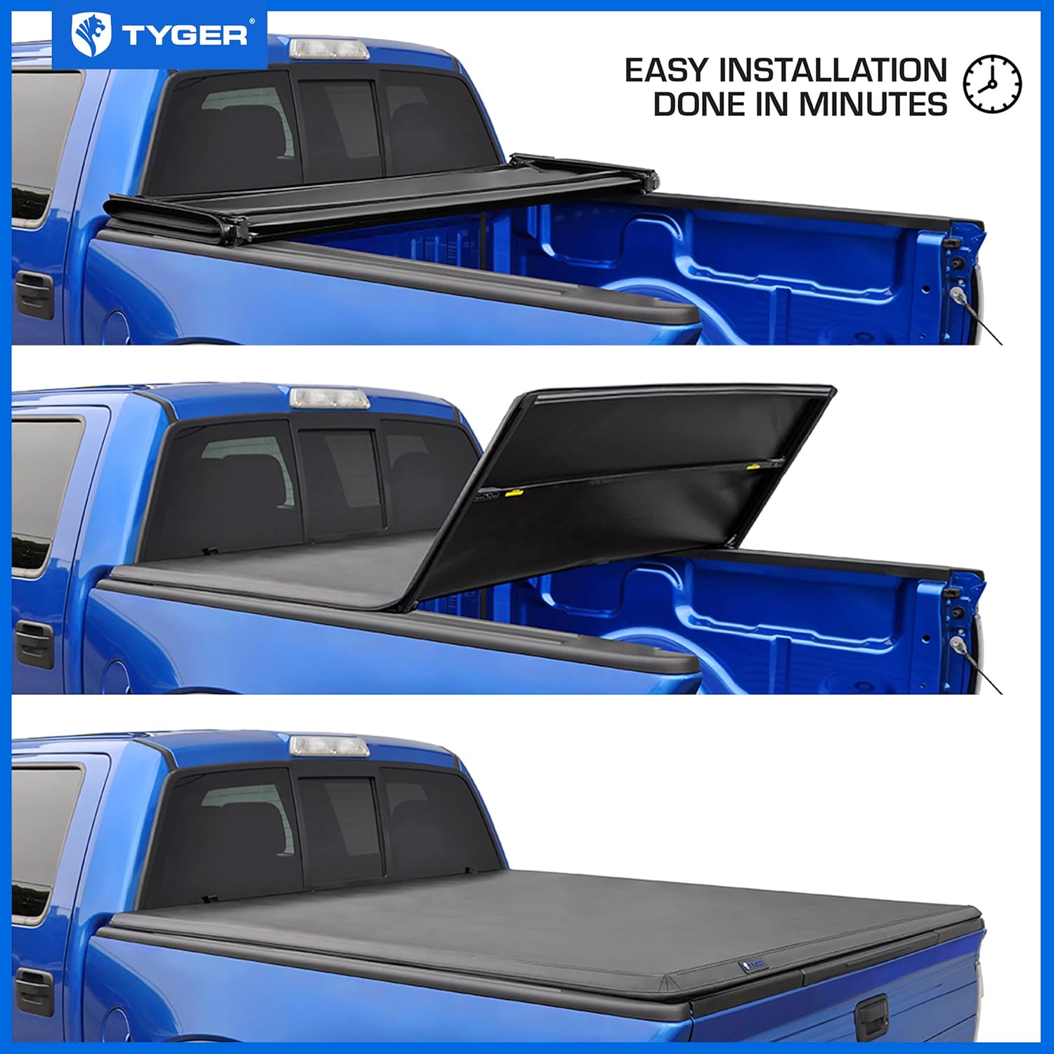 Tyger Auto T3 – Tapa plegable en tres partes para camioneta