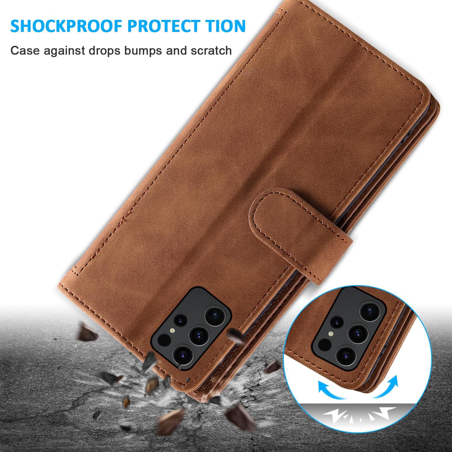 Furiet Funda compatible con Samsung Galaxy S23 Ultra 5G tipo cartera para correa de muñeca, correa de piel sintética, soporte para tarjetas con 9