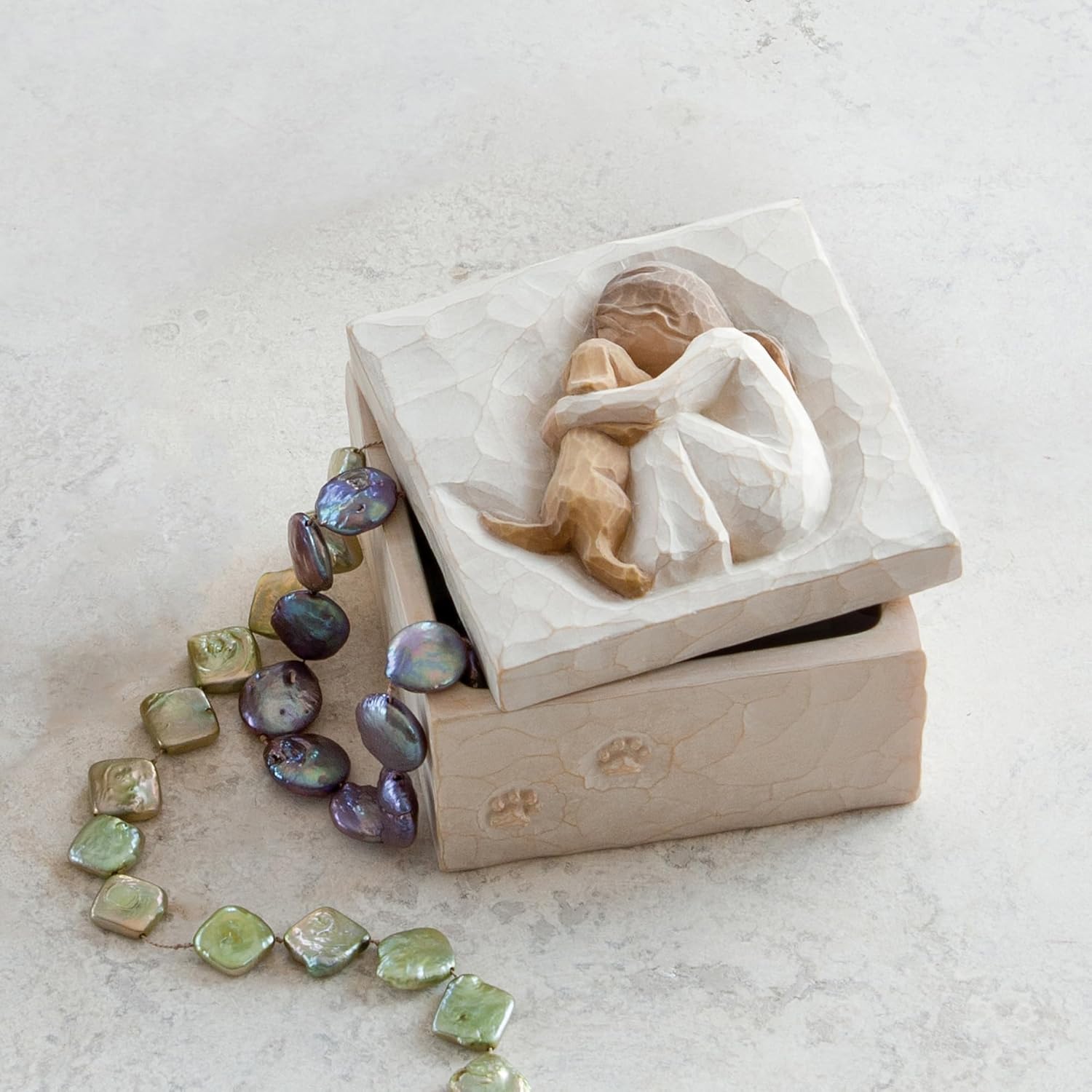 Willow Tree Angel of Friendship Plus Love My Dog Figura Plus True Keepsake Box Set de 3 piezas