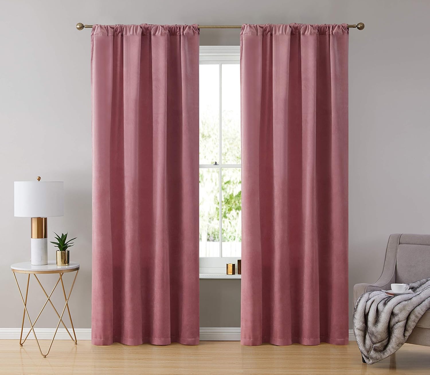 HLC.ME – Paños de cortina decorativos Lopez de primer nivel, suaves, traslúcidos con agujero para barra tratamiento de ventanas para dormitorio y