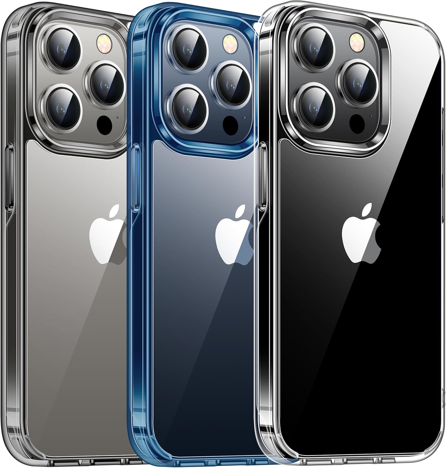 CASEKOO Funda azul para iPhone 15 Pro Max, tecnología nunca amarilla, protección de grado militar de 10 pies, funda delgada transparente para