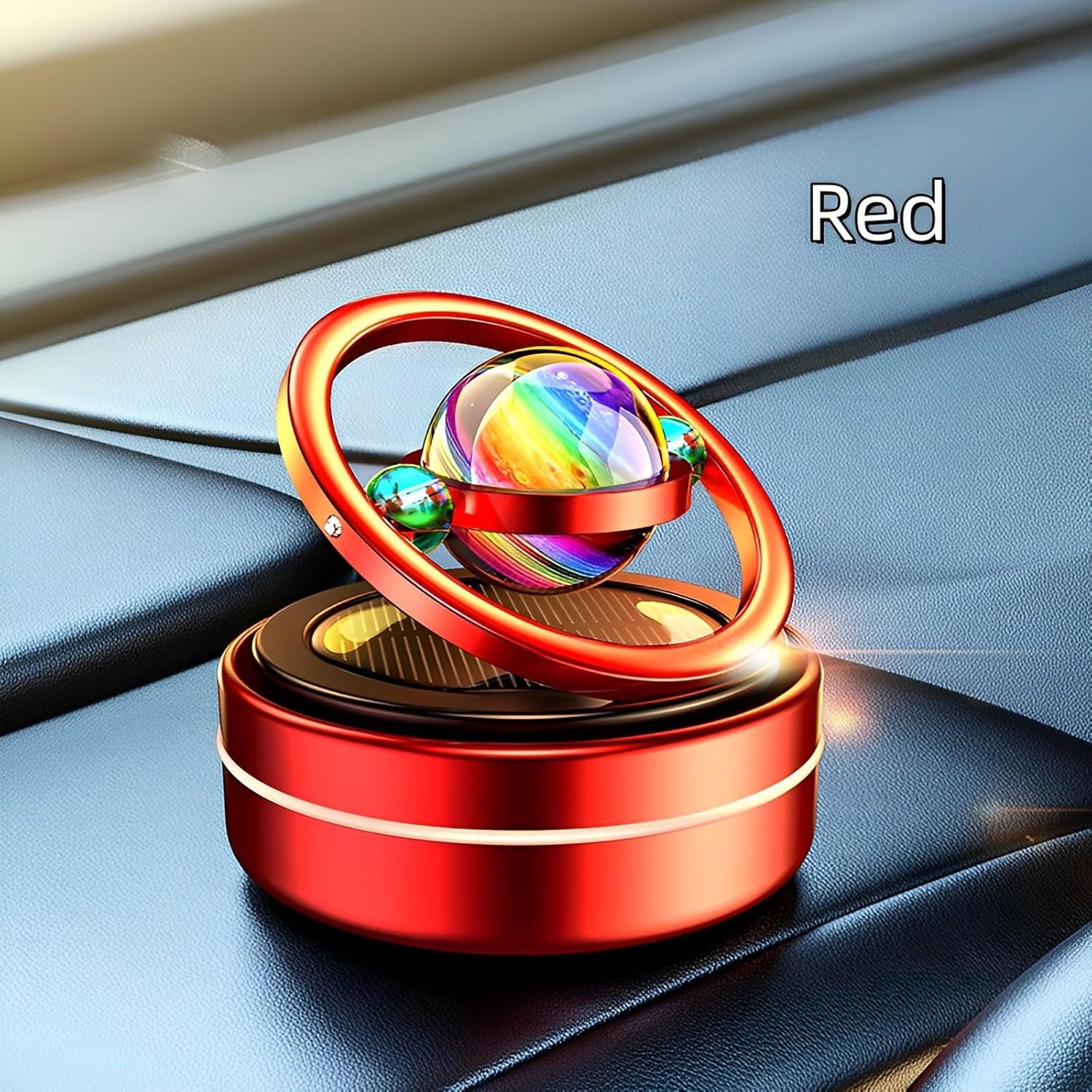 Decoración solar para el tablero de instrumentos del automóvil, decoración interior automotriz, regalos para decoración del hogar y la oficina (rojo)