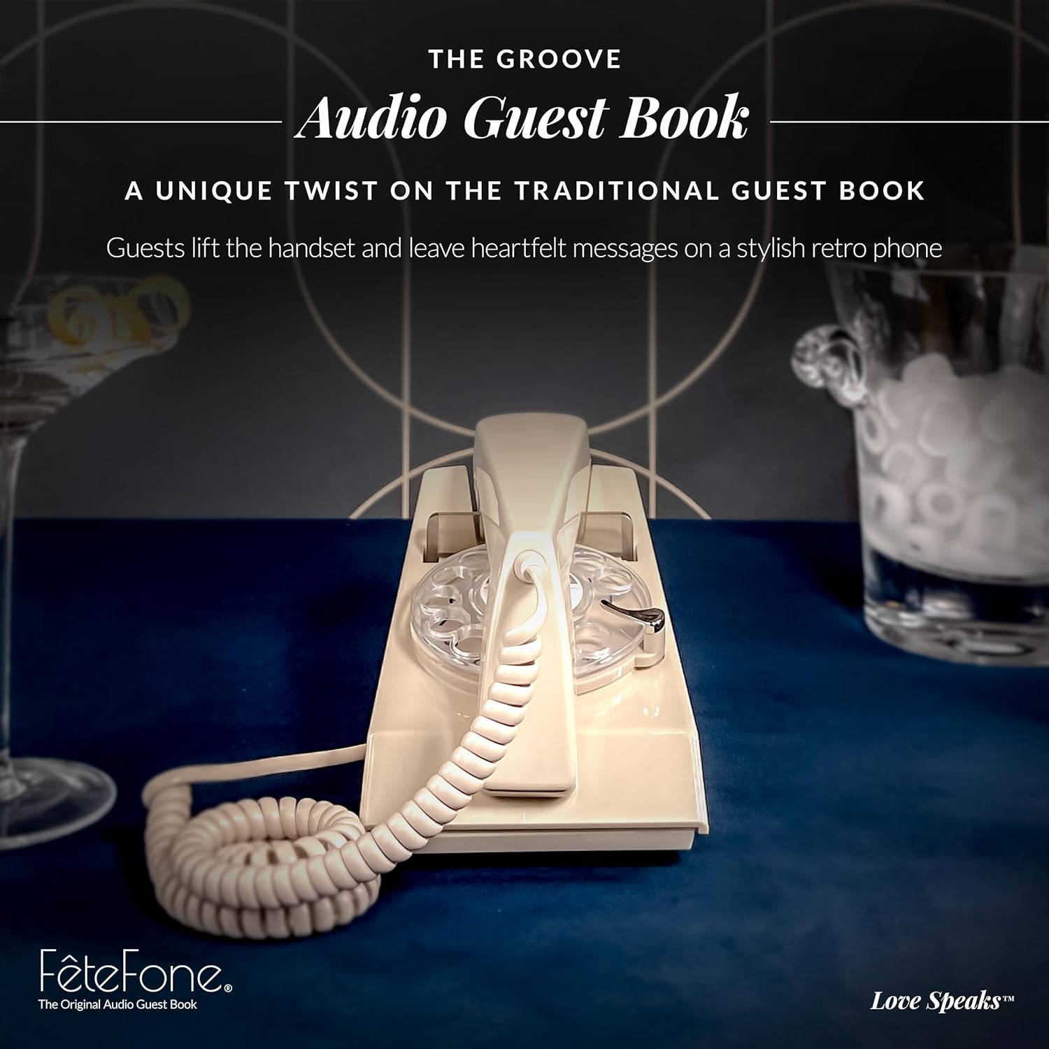 FeteFone The Groove – Libro de invitados con audio vintage, grabador de mensajes de correo de voz único, alternativa para boda, despedida de
