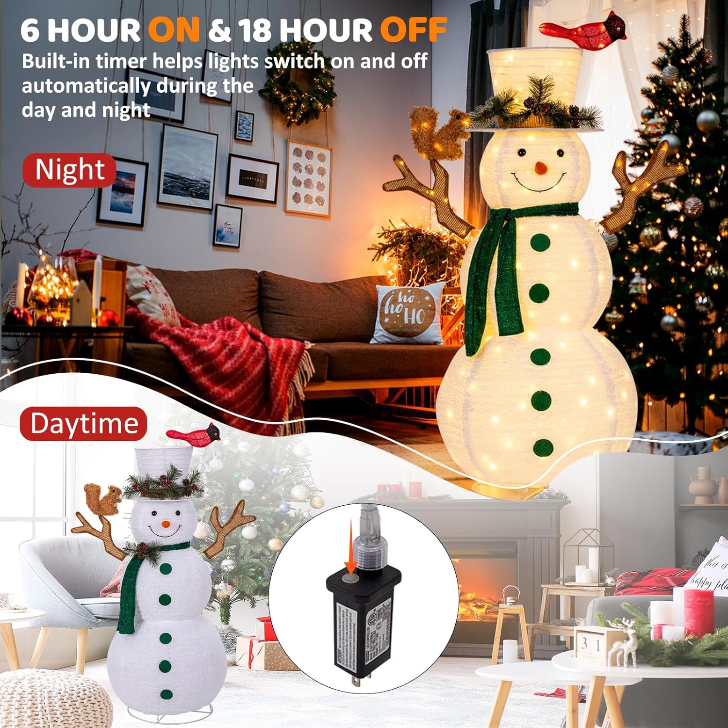 LOENIY Muñeco de nieve iluminado de 5 pies, decoración navideña emergente con 200 luces LED integradas, muñeco de nieve plegable con bufanda de