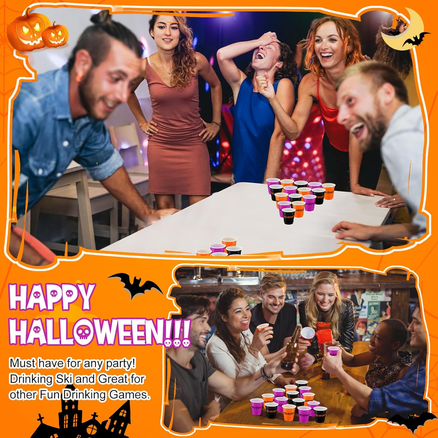 Lounsweer 100 vasos de plástico para Halloween, vasos desechables de 2 onzas, mini vasos de fiesta de 2 onzas para despedida de soltera, cumpleaños,