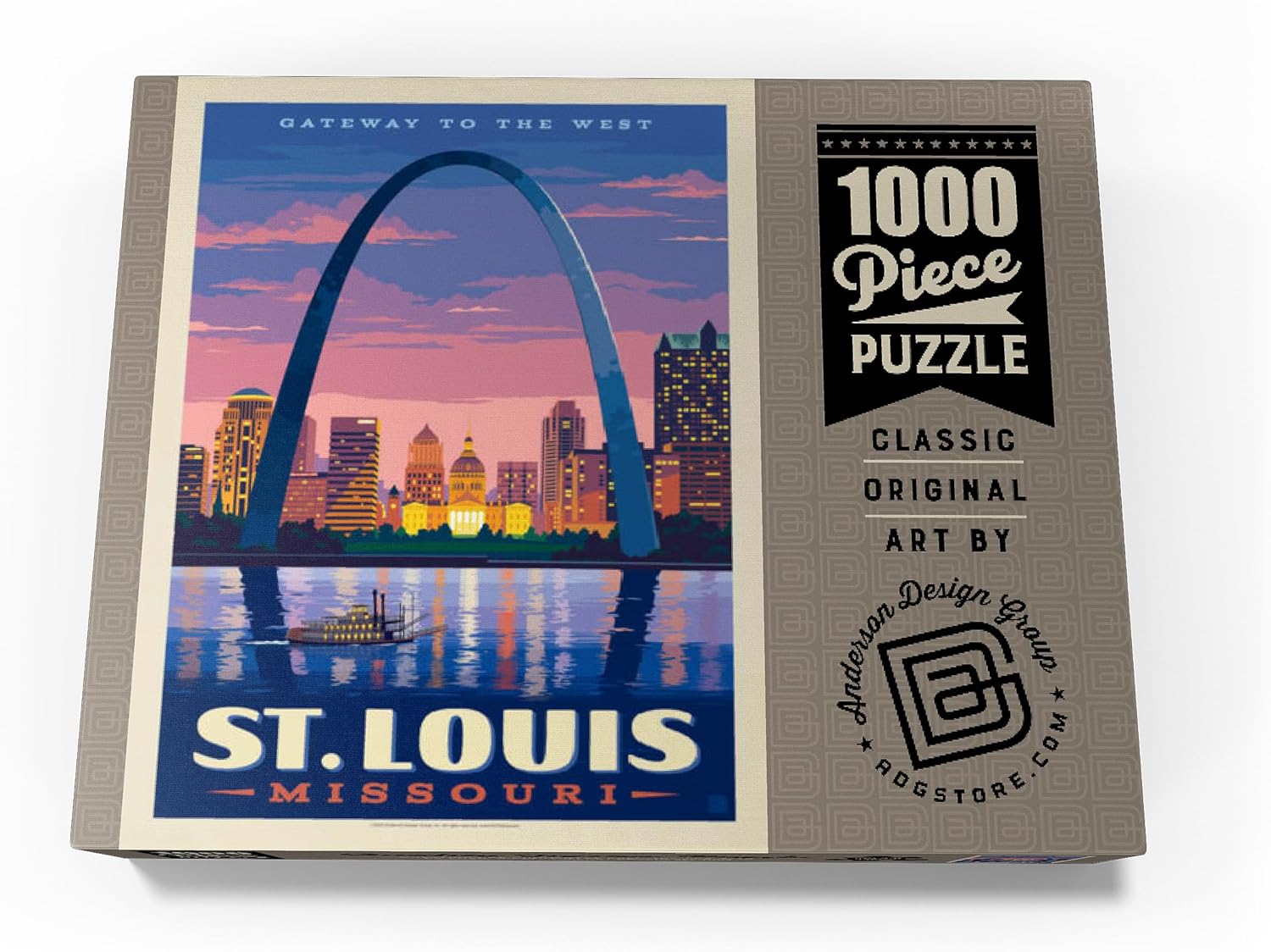 MyPuzzle St. Louis, MO Gateway Arch at Sunset, póster vintage, rompecabezas de 1000 piezas prémium para adultos