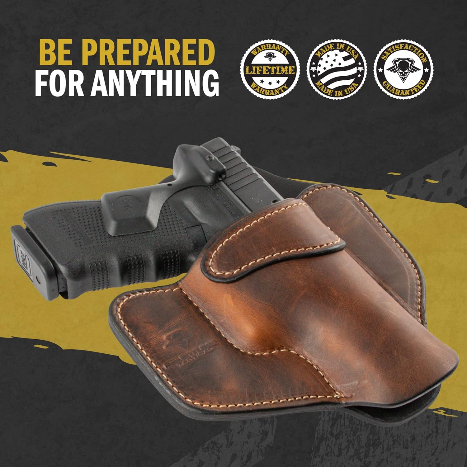 Funda OWB de cuero de transporte cómodo  Fabricada en Estados Unidos  Compatible con Glock 17 19 22 23 26 32 33 43 45  Taurus G2 G3C GX4  Sig P365