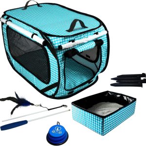 Pet Fit For Life Condominio de viaje plegable extragrande (32 x 19 x 19 pulgadas) para gatos con caja de arena de viaje para gatos y juguete de Pet Fit For Life Condominio de viaje plegable extragrande (32 x 19 x 19 pulgadas) para gatos con caja de arena de viaje para gatos y juguete de