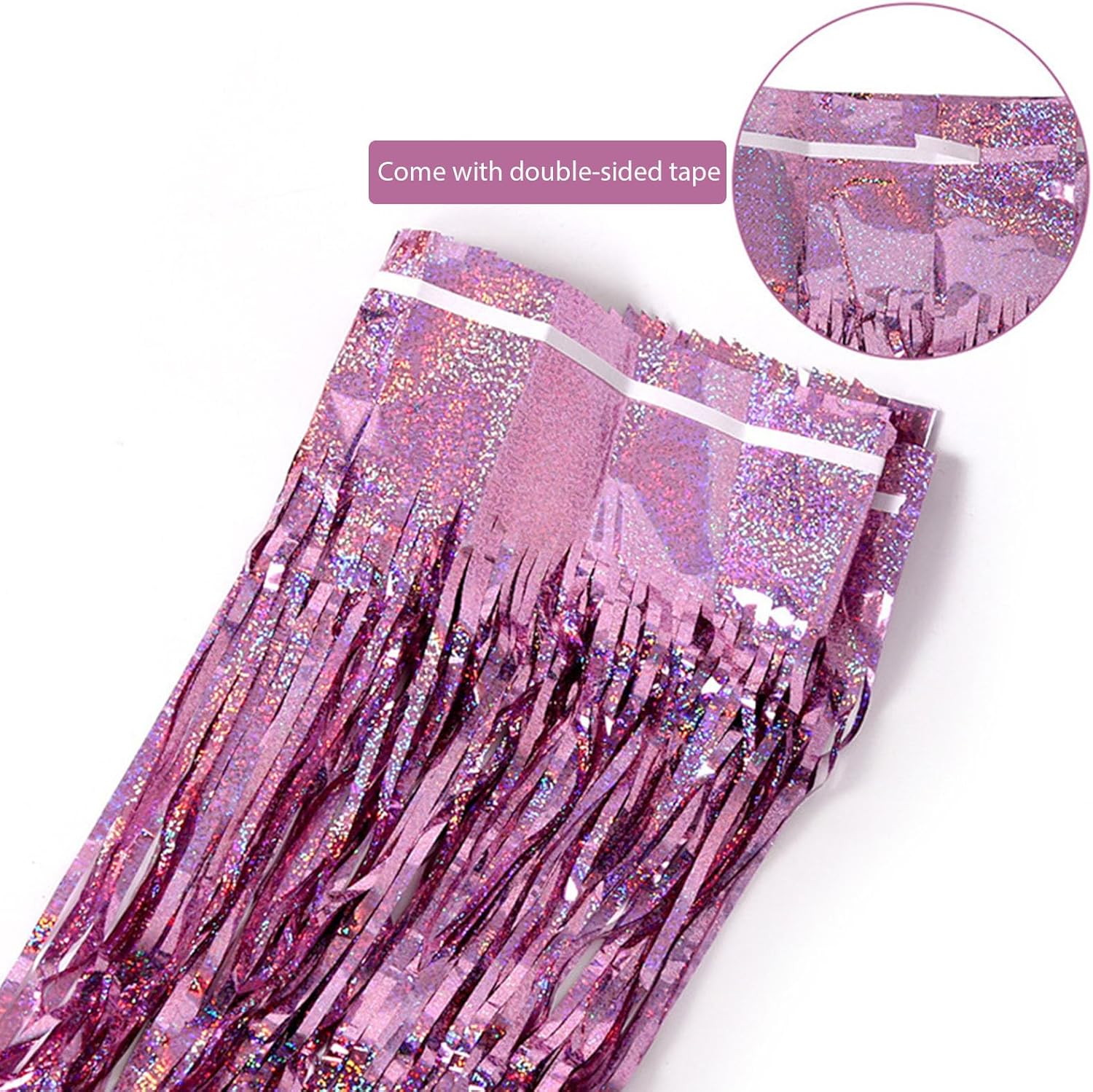 Cortina de lluvia con flecos de papel de aluminio para decoración de fiesta, cumpleaños, graduación y víspera de Año Nuevo, juego de 2. 3.2 x 9.8