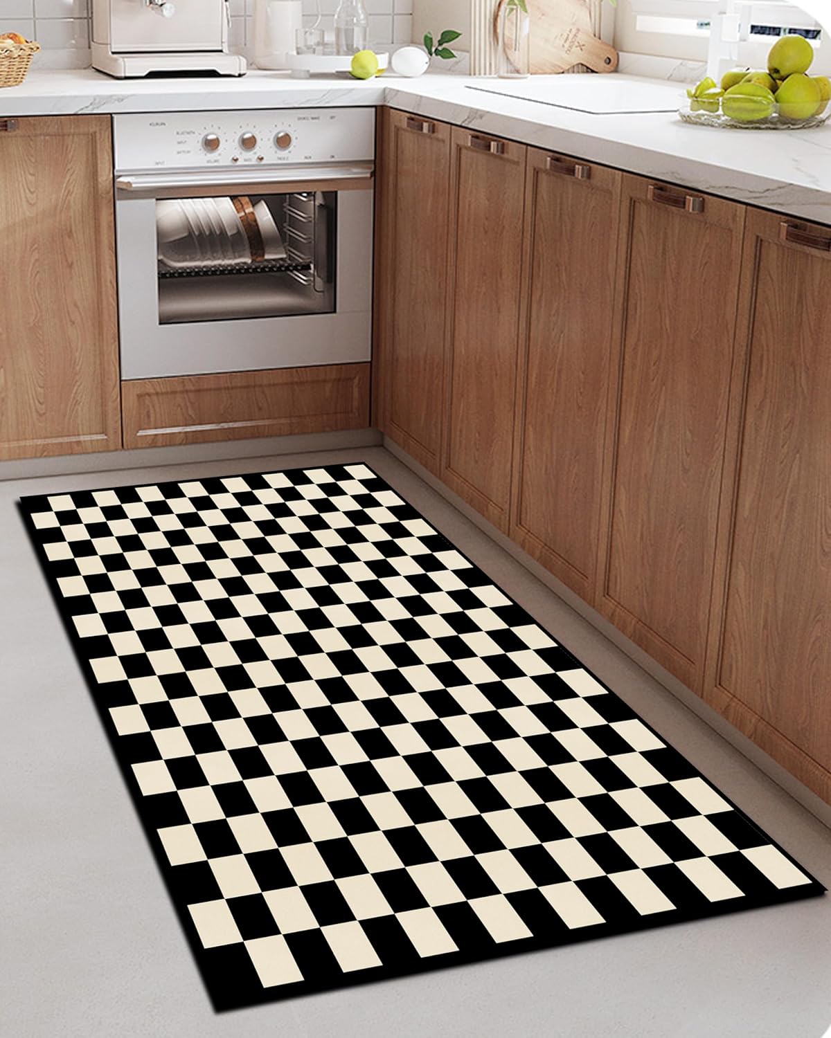 Artnice Alfombras modernas con patrón geométrico cruzado para sala de estar, 2 x 4 pies, color blanco y negro, lavables a máquina, fibras de lana