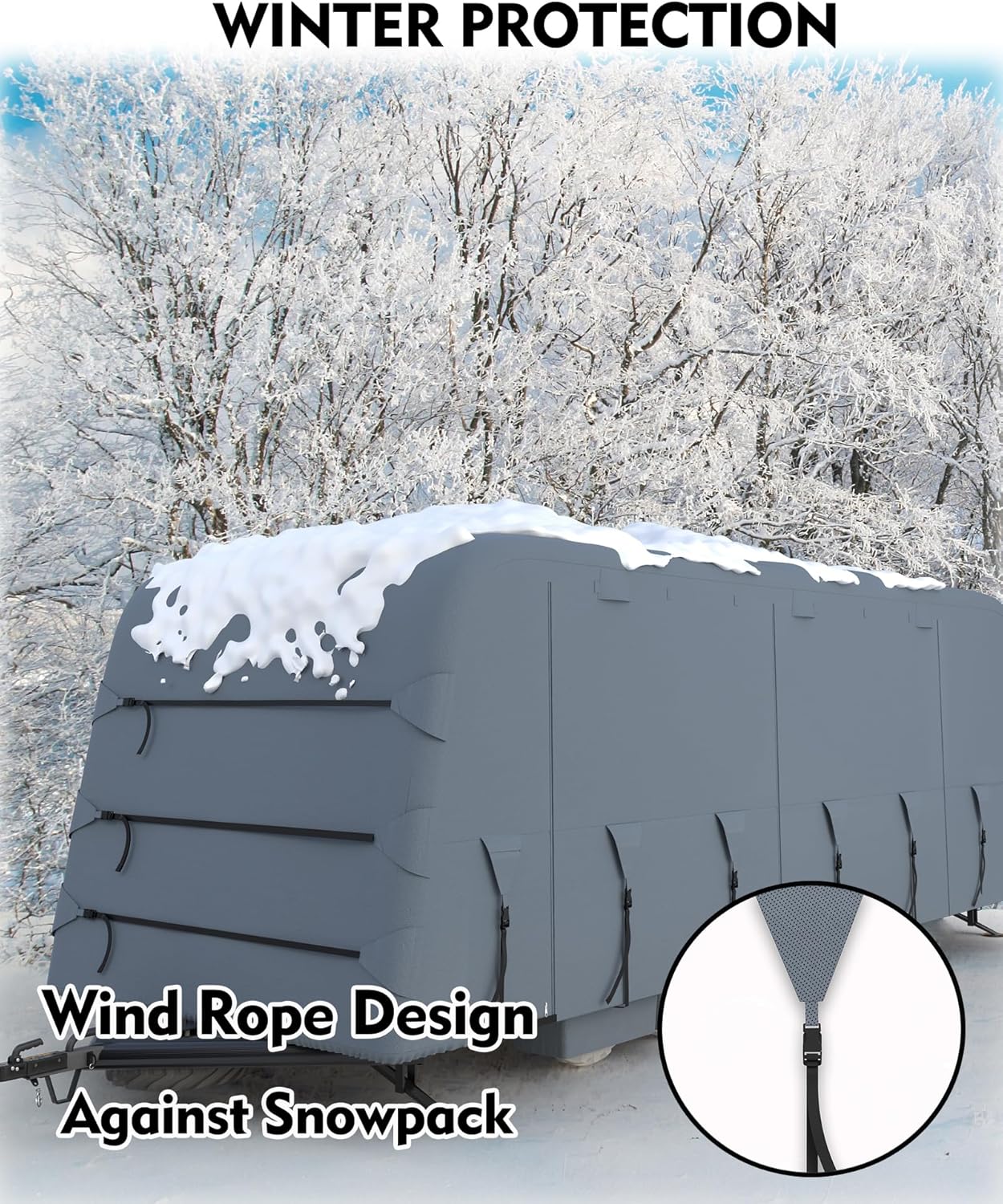 Cubierta de remolque de viaje de alta resistencia, extra gruesa, impermeable y anti-UV, panel superior de 6 capas, cubierta reforzada a prueba de