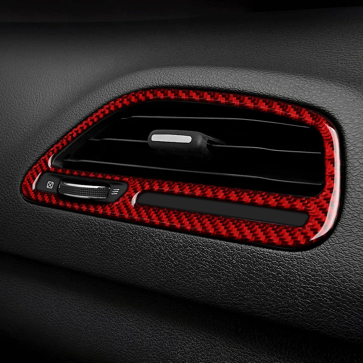 Calcomanías de ventilación de salida de aire acondicionado para automóvil Dodge Challenger 2015-2023, calcomanías de fibra de carbono