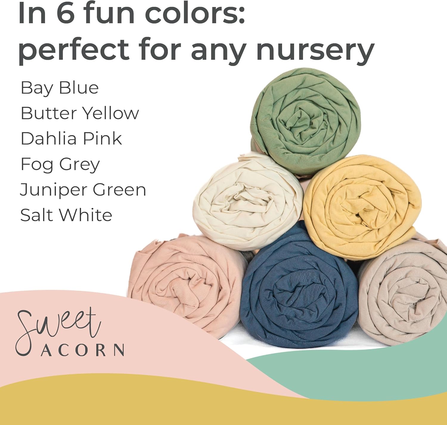 Sábanas ajustables para cuna, ropa de cama de punto de jersey de algodón orgánico, se adapta a colchones estándar de cuna de bebé, 9 x 28 x 52