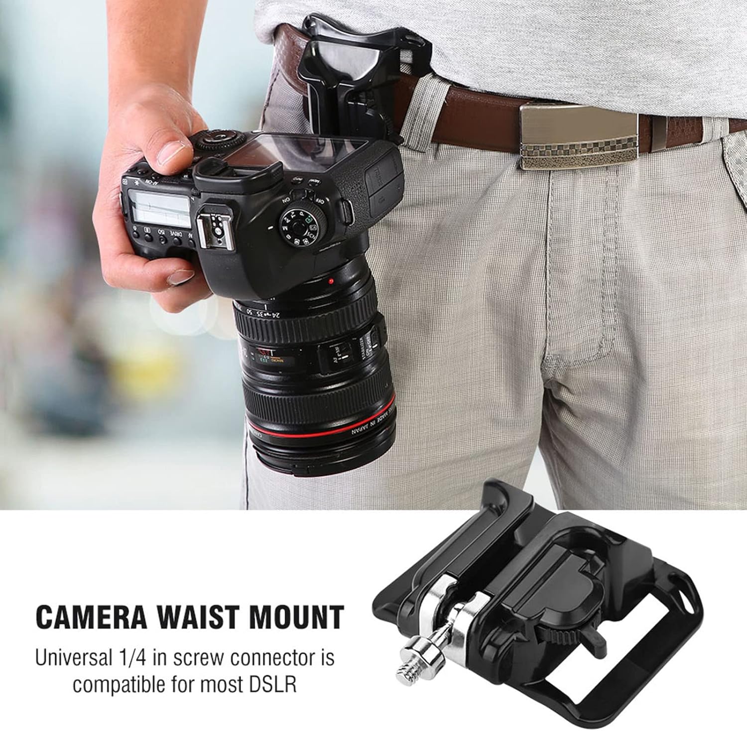 Diyeeni 1Pc Camera Hanger 14in Screw Mount Quick Release Waist Belt Buckle Holder