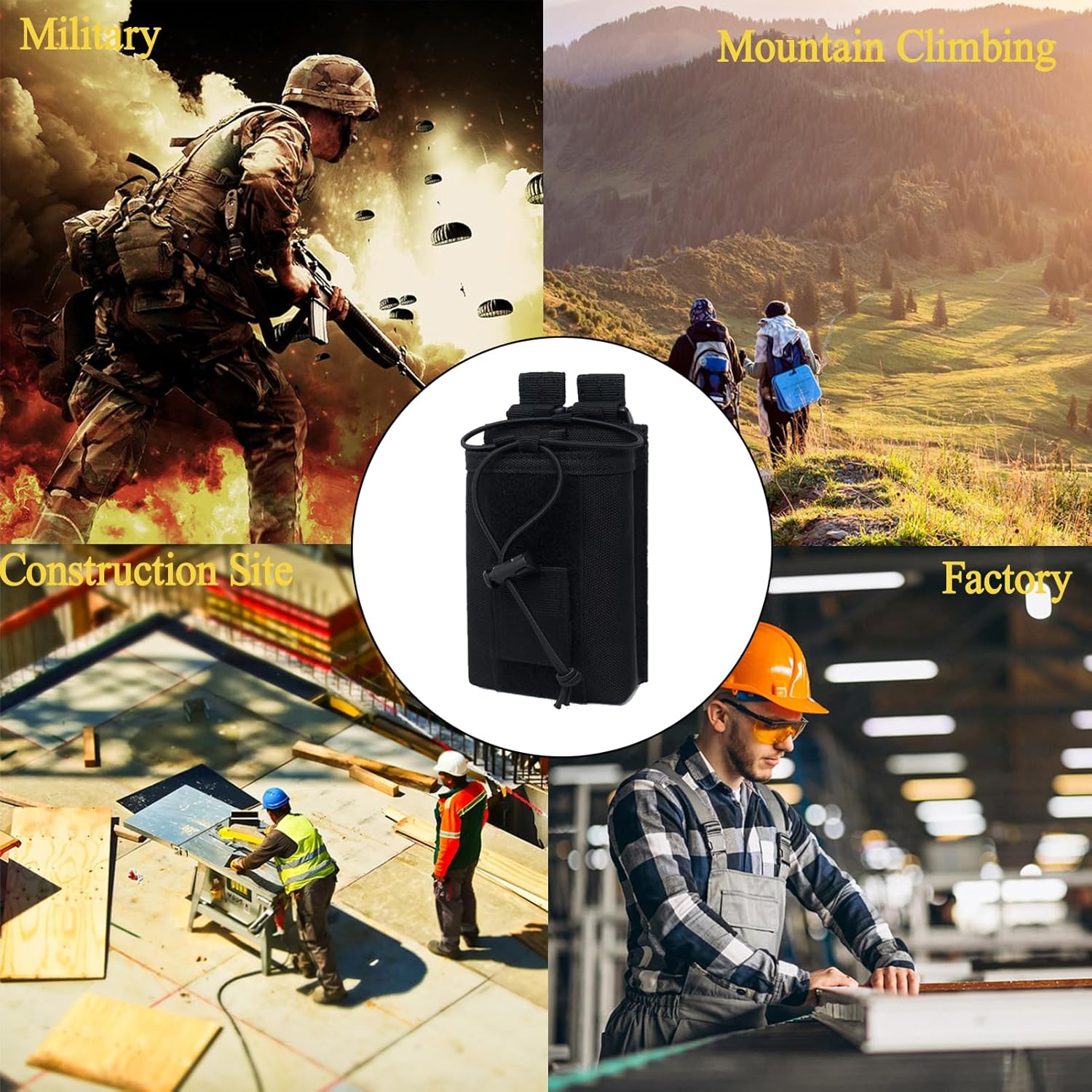Bolsa de radio  1000D Tactical Molle ajustable de dos vías radios soporte bolsa para walkie talkies