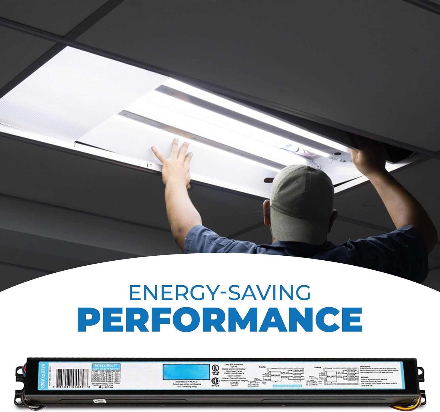OHLECTRIC Repuesto para ICN-4S54-90C-2LS-G 4 lámparas  Balasto electrónico fluorescente T5  120-277 voltios  Inicio instantáneo  Balastos estándar y
