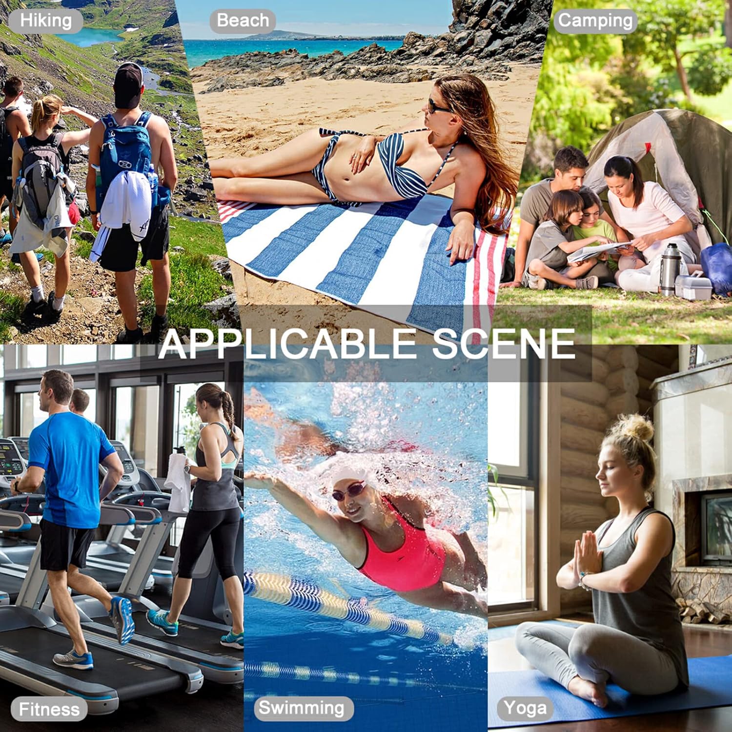 Toalla de playa de microfibra absorbente de tela de araña, toalla de viaje portátil de secado rápido para gimnasio, yoga, natación, 71 x 31 pulgadas