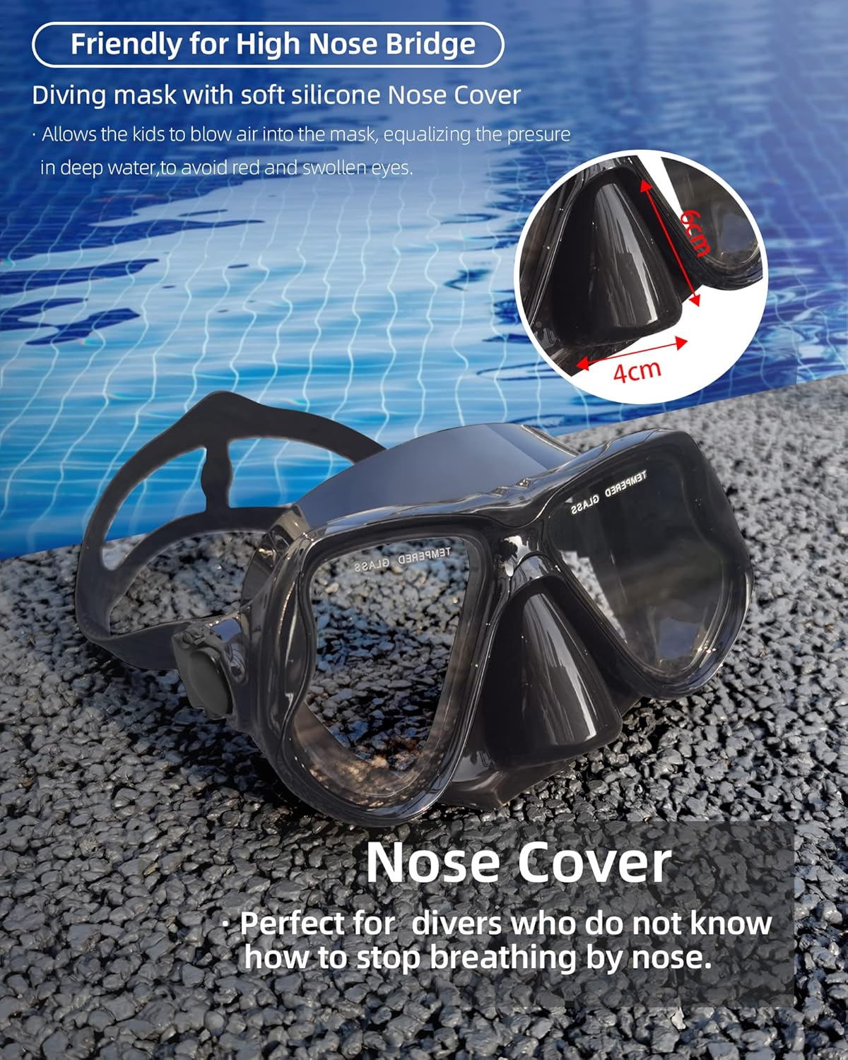 Keary Gafas de natación de esnórquel para adultos, hombres, mujeres y jóvenes, antivaho de 180  visión clara gafas de natación con cubierta para la
