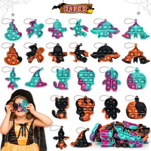 Llavero de Halloween Pop Fidget Toys, paquete de 24 mini llaveros a granel, juguetes de Halloween y recuerdos de fiesta para niñas y niños, alivia Llavero de Halloween Pop Fidget Toys, paquete de 24 mini llaveros a granel, juguetes de Halloween y recuerdos de fiesta para niñas y niños, alivia