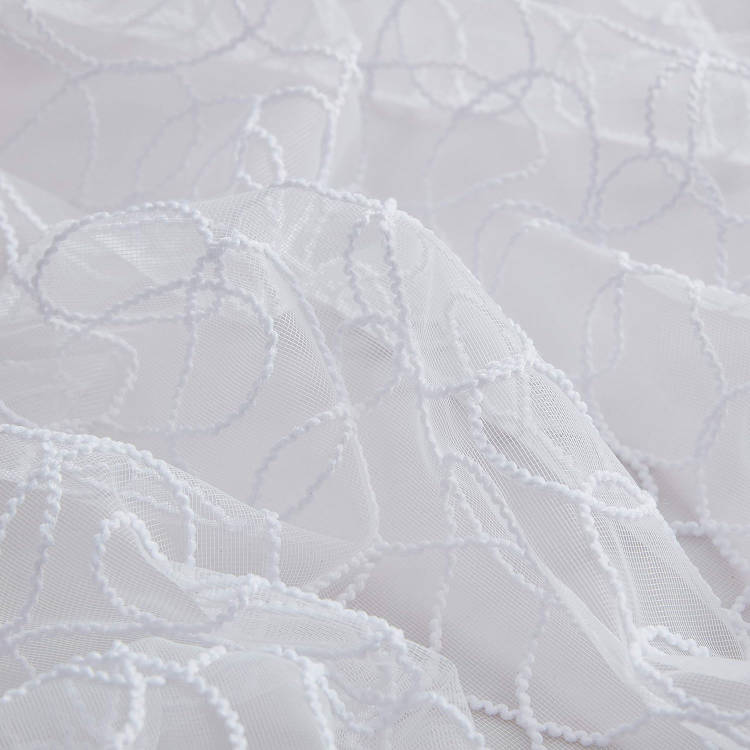 HLC.ME Audrey – Cenefa de cortina de gasa transparente bordada con bolsillo para barra, para cocina, dormitorio, ventanas pequeñas y baño (54 x 18