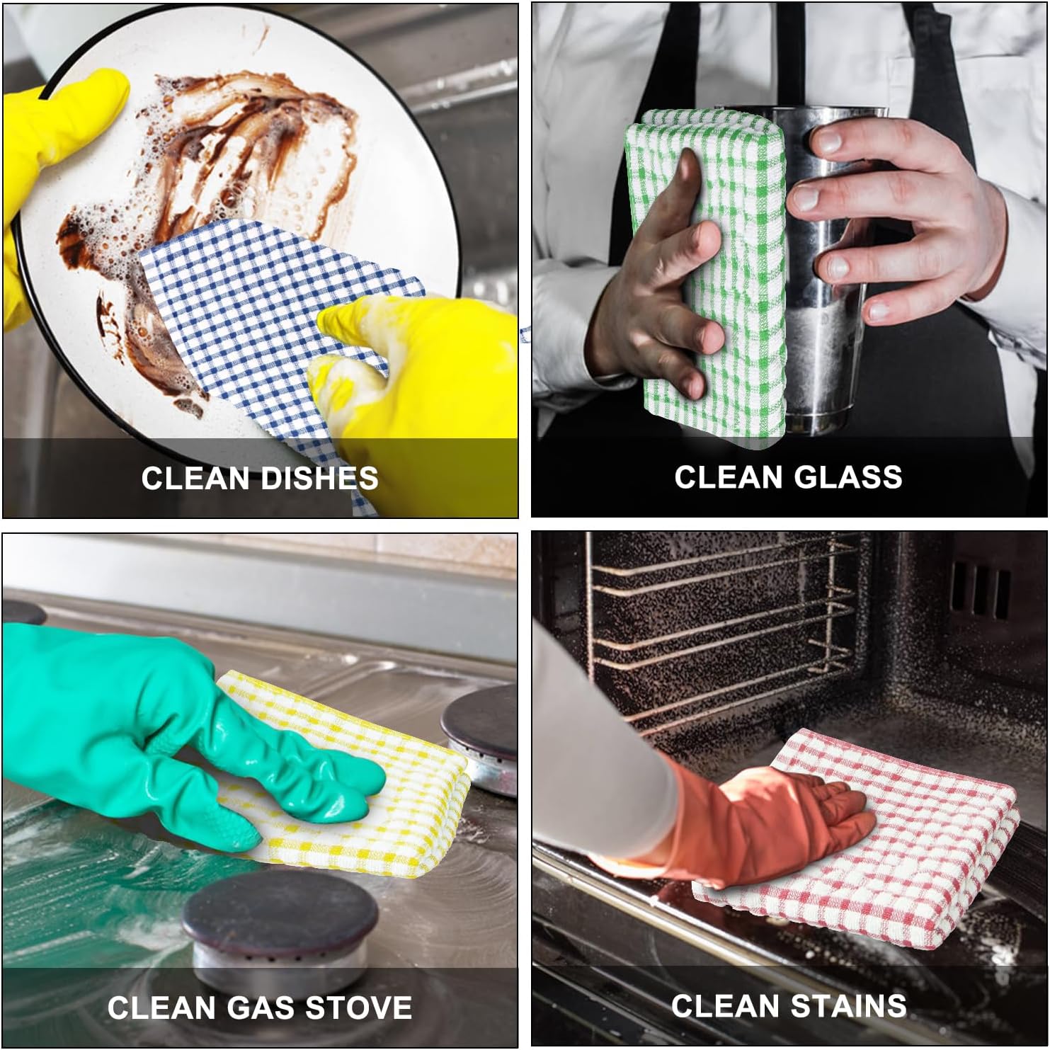 Nialnant Paquete de 8 paños de cocina para lavar platos, trapos de cocina súper suaves y absorbentes, paños de limpieza de rizo, 11 x 11 pulgadas