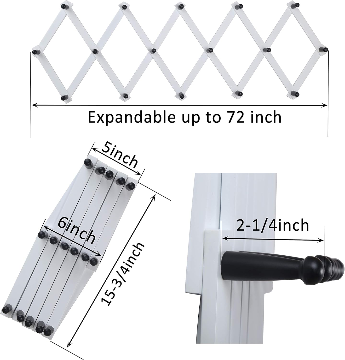 WEBI Perchero de pared de acordeón, perchero de madera expandible montado en la pared, perchero de acordeón para sombreros, gorras, 16 ganchos de
