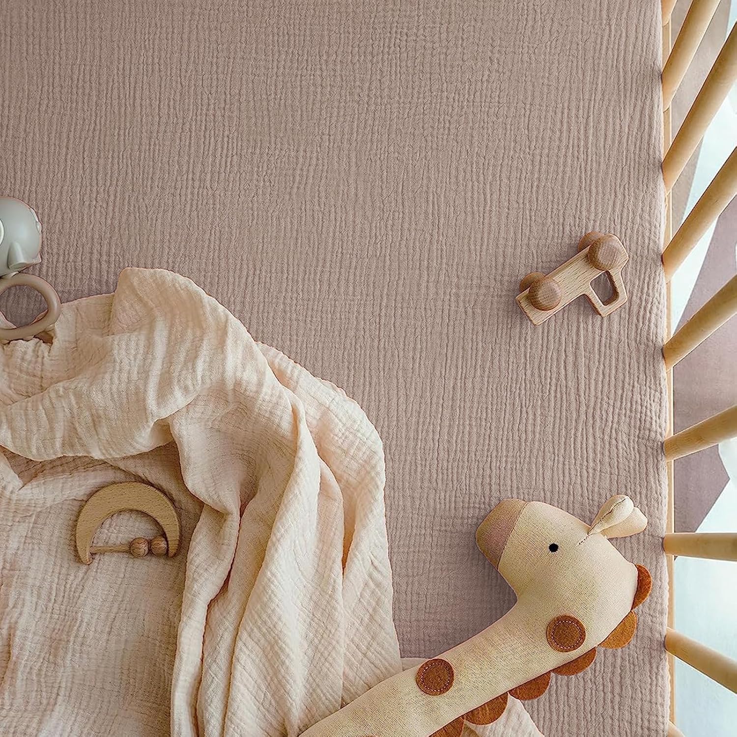 COSMOPLUS -Sábanas de muselina para cuna para niñas, niños, neutros, paquete de 2 sábanas bohemias para cuna, sábana bajera ajustable para colchón