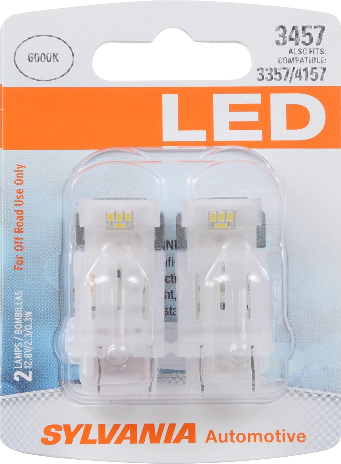 SYLVANIA – Mini bombilla LED blanca 3457 – Bombillas LED brillantes, ideales para aplicaciones de freno, estacionamiento, cola y señal de giro.