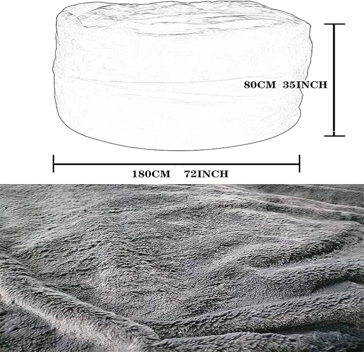 HWOEK Puf de gran tamaño de piel gigante (sin relleno) para muebles de sala de estar de adultos, grande, redondo, suave, esponjoso, sofá perezoso,