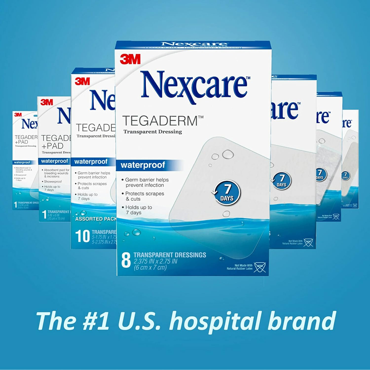Nexcare Tegaderm – Apósito transparente con almohadilla, película con almohadilla, almohadilla absorbente absorbe el líquido y no se adhiere a tu