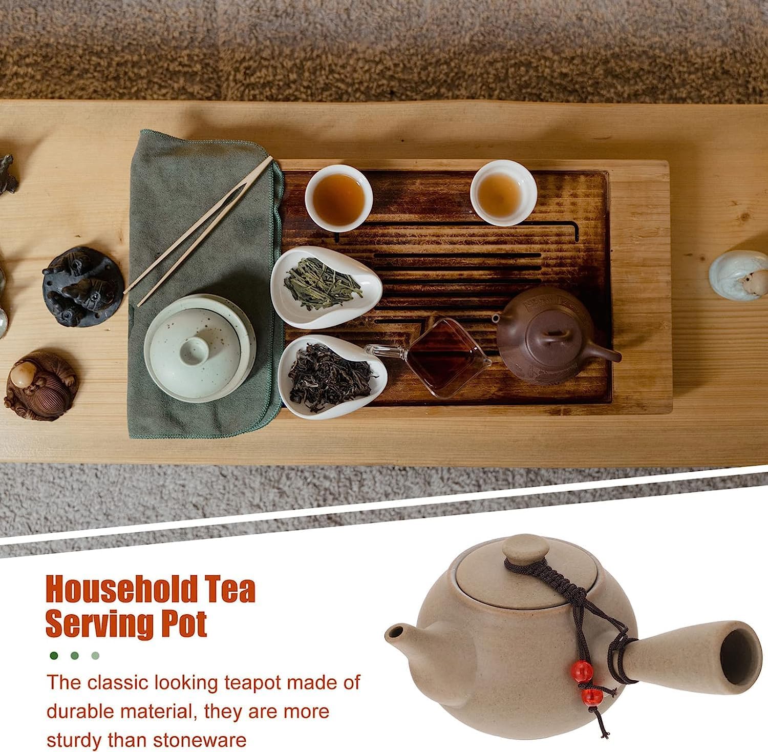 Tetera esmaltada de decoración retro,Tetera colorida de agua caliente,Tetera de cerámica japonesa Kyusu Juego de tetera de cerámica Kyusu Tetera