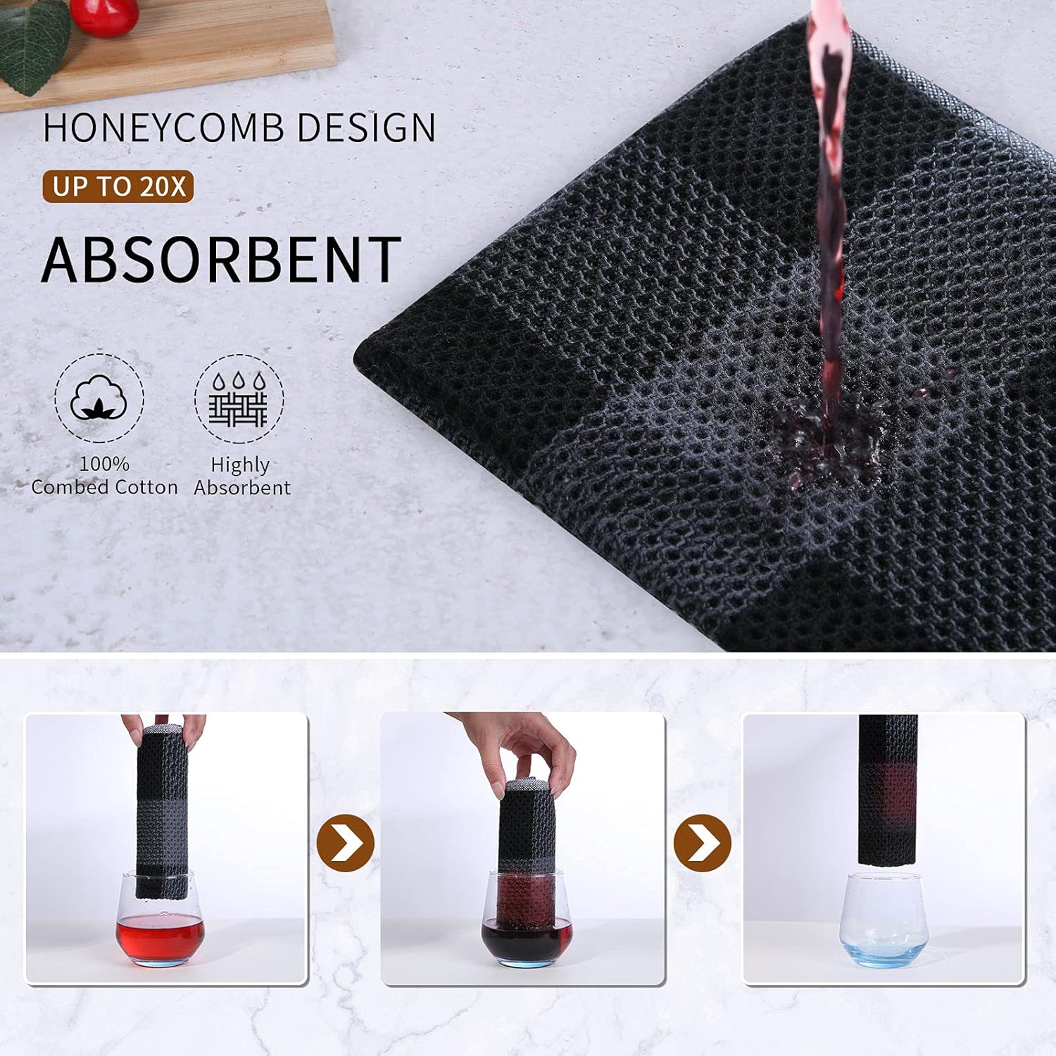 Trapos de cocina a cuadros 100% algodón, 12 x 12 pulgadas, súper suaves y absorbentes, de secado rápido, trapos de cocina para cocina, paquete de 8,