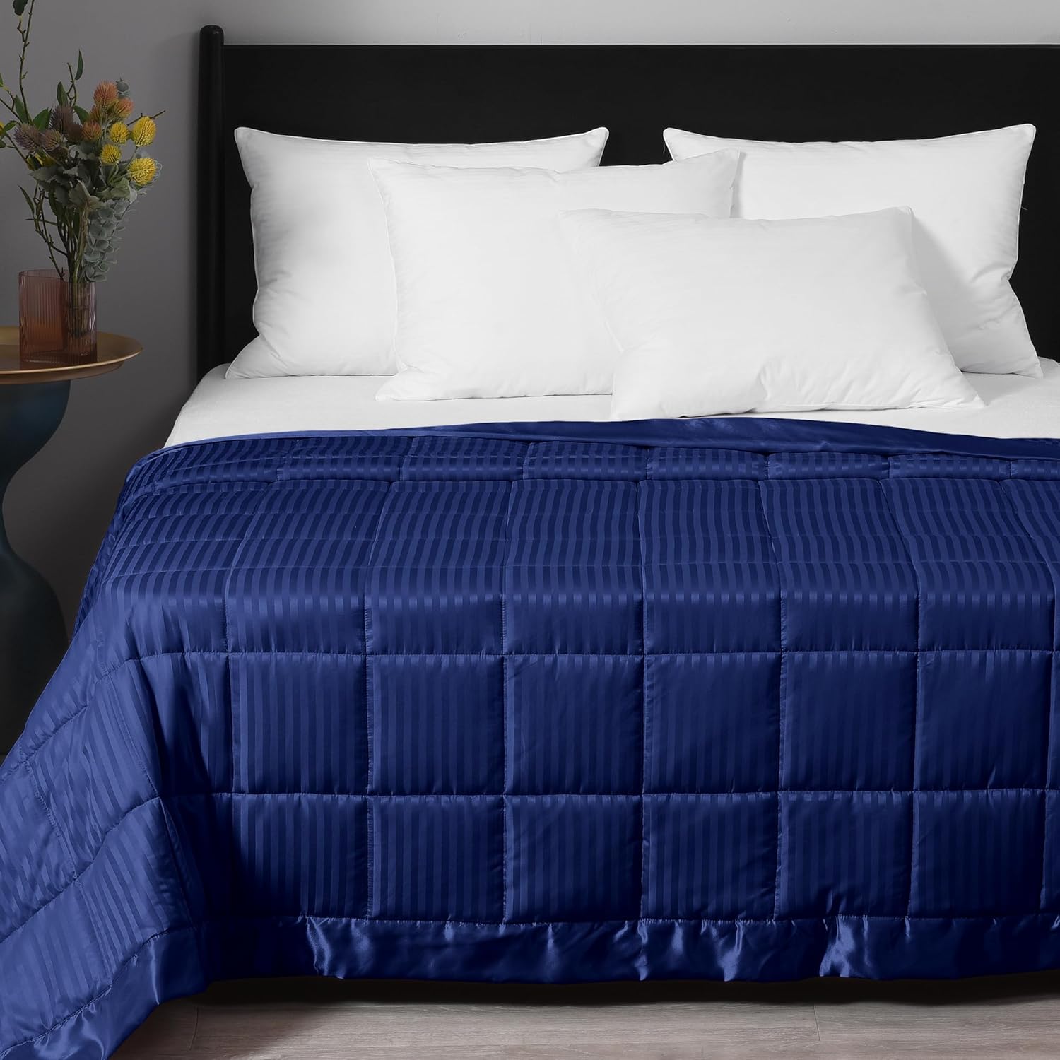 downluxe Manta con peso tamaño King, manta con peso de 18 libras con cuentas de vidrio para todas las estaciones, lavable a máquina (color azul