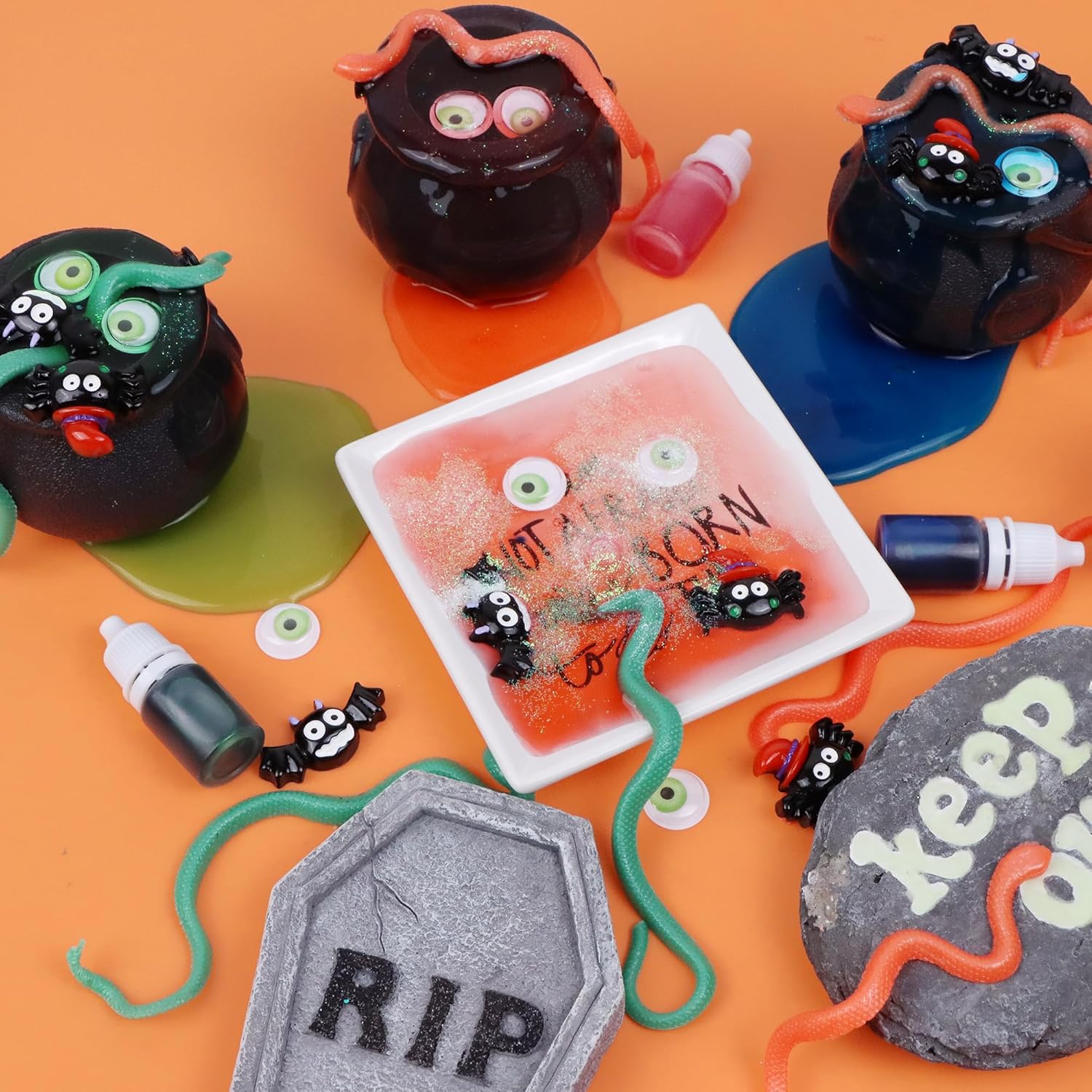 Kit de slime de Halloween, regalos de fiesta de slime de Halloween, suministros de kit de fabricación de limo, juguetes sensoriales para aliviar el