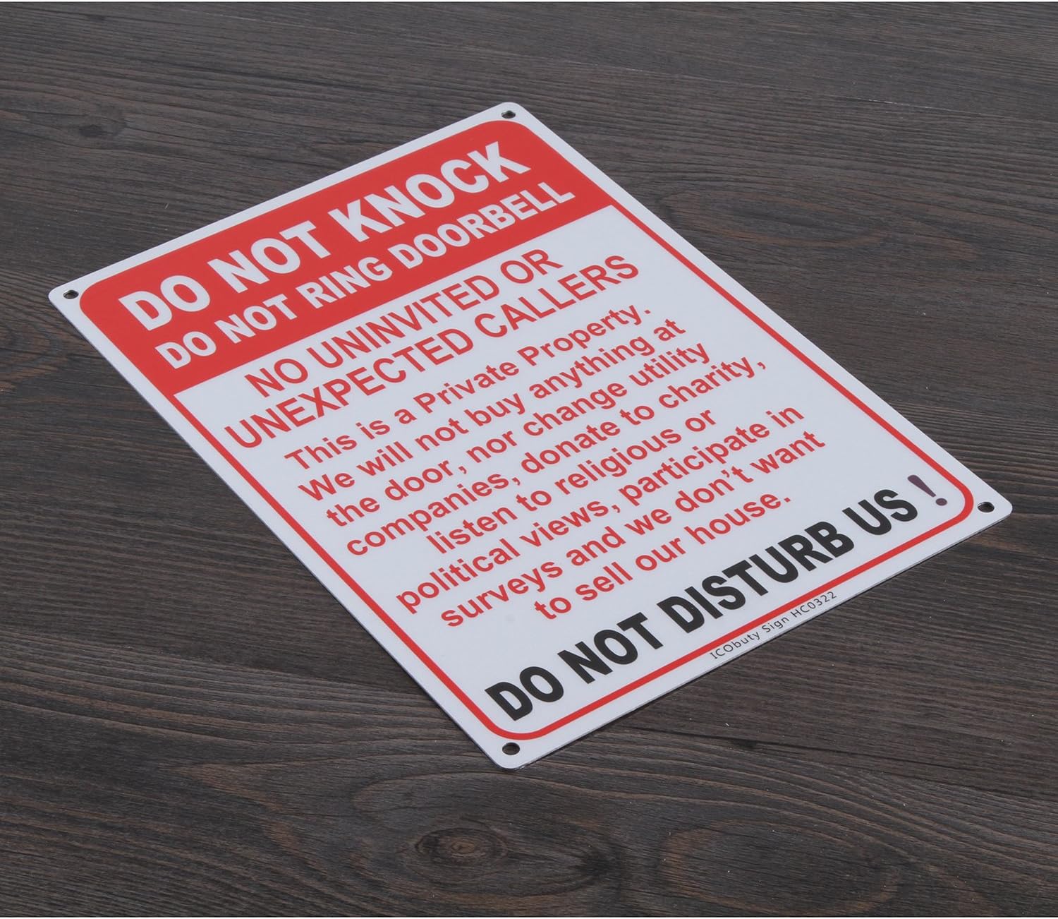 Letrero con texto en inglés “Do Not Knock Do Not Molb”, con protección UV, 10 x 7 pulgadas, libre de óxido, 40 mil, reflectante, fácil de montar