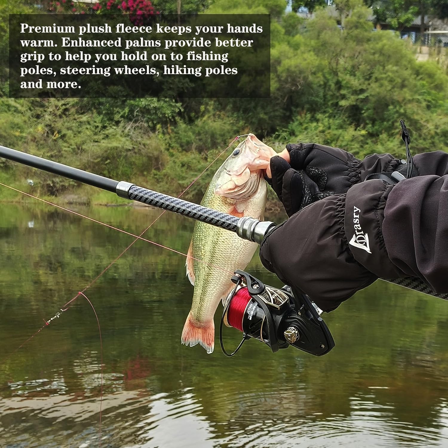 Drasry Guantes de pesca cálidos para hombres y mujeres para clima frío, aislados, repelentes al agua, ideales para pesca en hielo, pesca con mosca,
