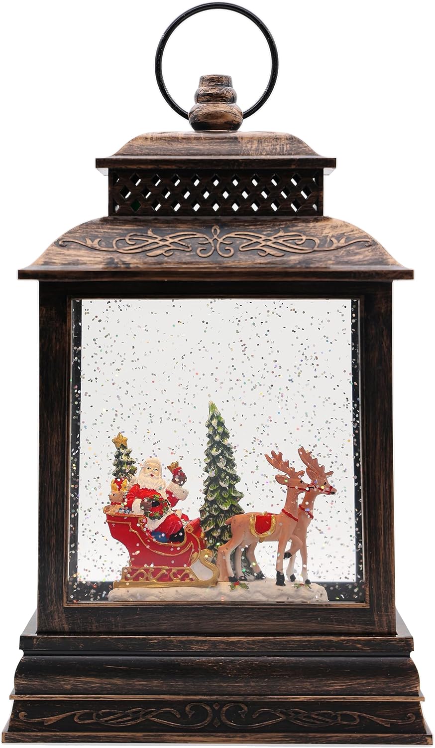 Linterna de globos de nieve de Navidad, luz de agua intermitente giratoria musical con temporizador de 6 horas, decoración y regalo de Navidad