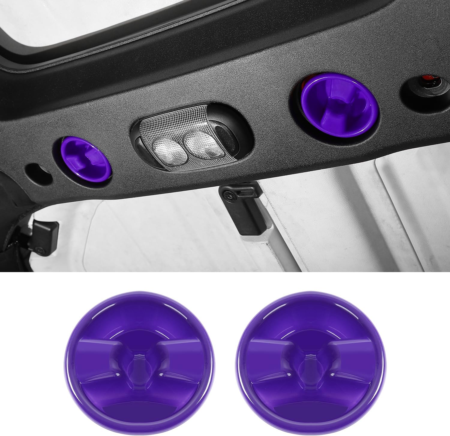 Hoolcar Cubierta de tornillo de montaje en panel duro de techo rígido, accesorios interiores compatibles con Jeep Wrangler JK JKU 2007-2017, morado,