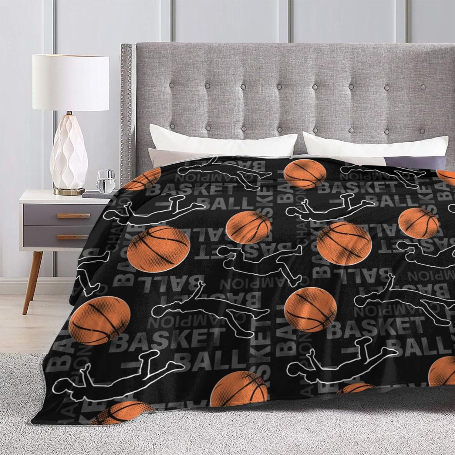 Mantas de baloncesto, manta de franela supersuave para sofá, manta de microfibra ligera y acogedora de lujo