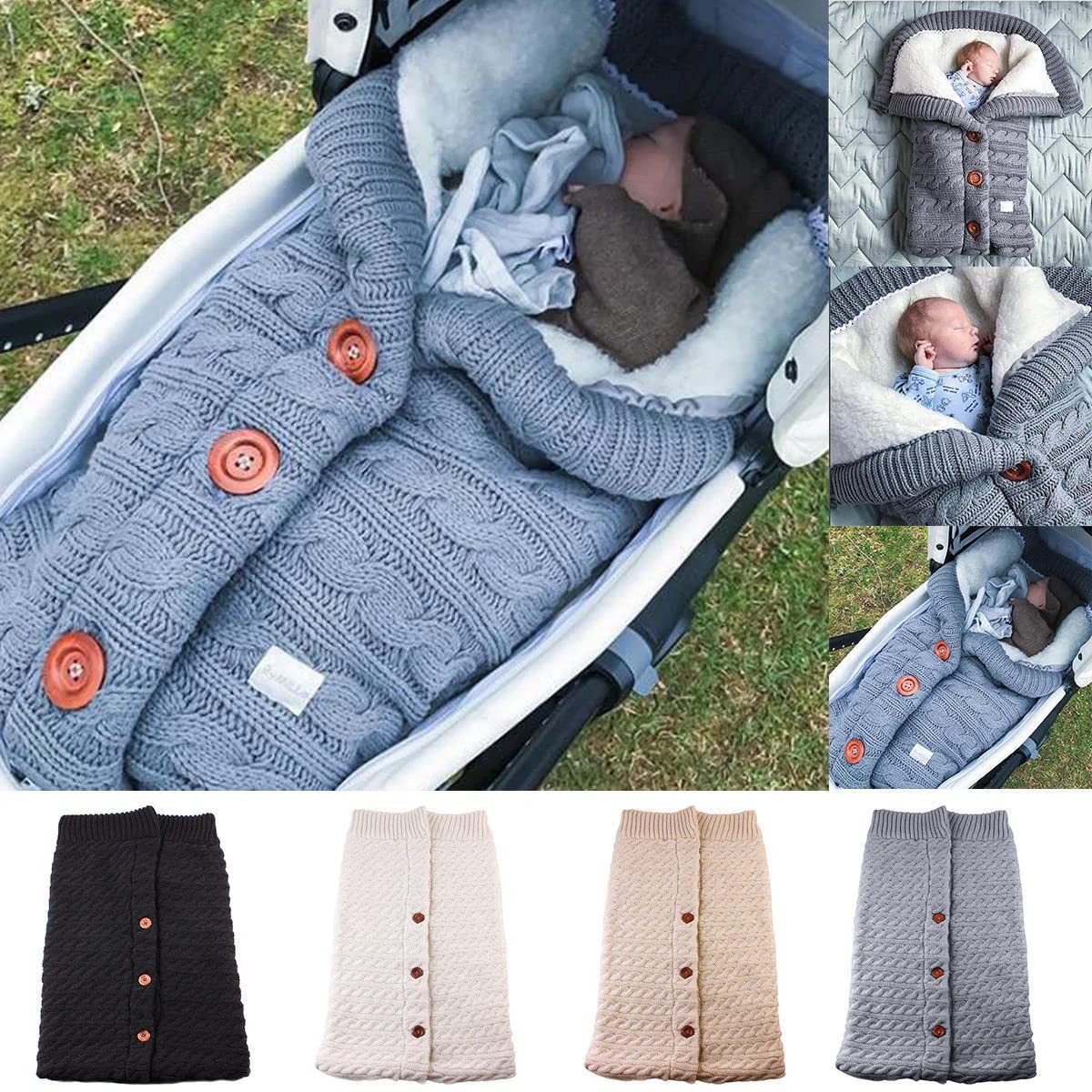 Saco de dormir de invierno para bebé gris