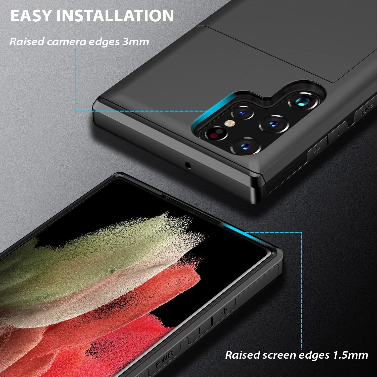 ZUSLAB Funda compatible con funda tipo cartera para Samsung Galaxy S22 Ultra de 6.8 pulgadas 2022, funda para teléfono con tarjetero a prueba de