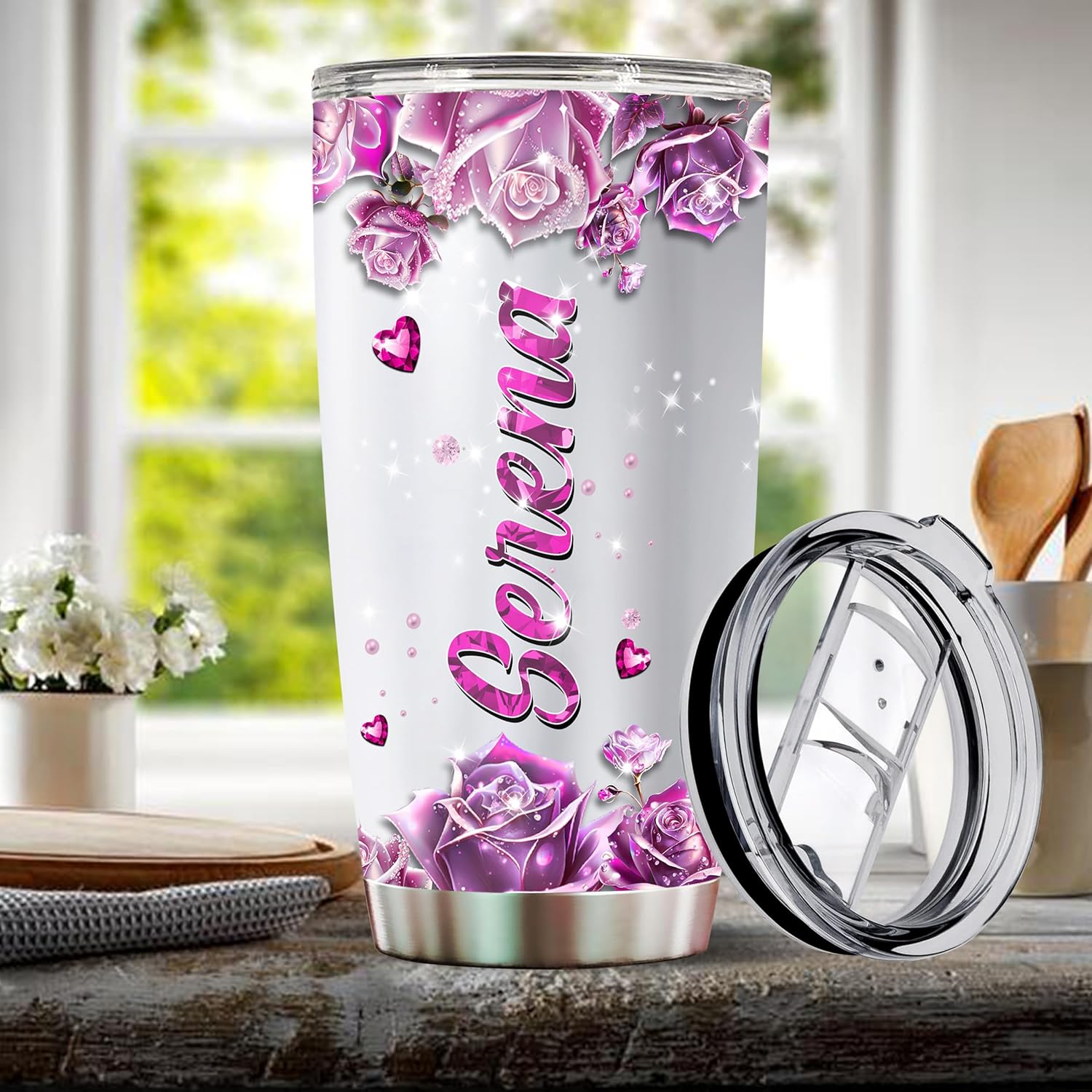 WONWIX Regalo personalizado de leopardo para mujeres, vaso térmico de acero inoxidable de 20 onzas, taza de café, taza de viaje, botella de agua,