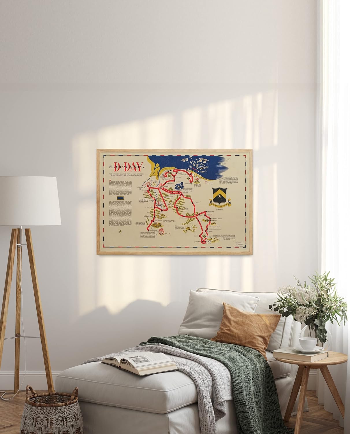 Fotografía vintage de Normandía, impresión de mapas de la Segunda Guerra Mundial de Normandía, 1994 – Arte de pared de la Segunda Guerra Mundial,