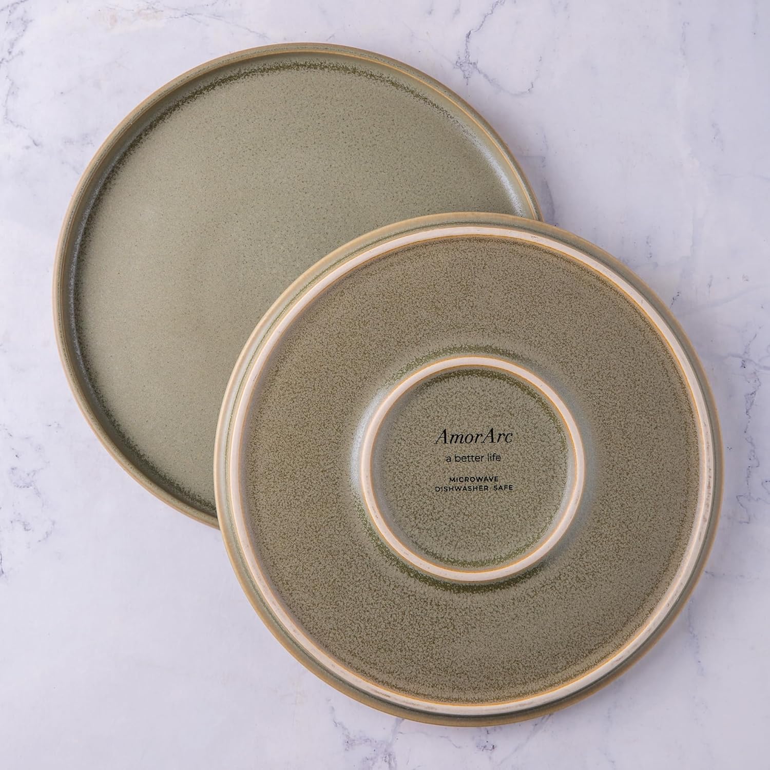 AmorArc Juego de 4 platos de cerámica para ensalada, juego de 4 platos reactivos de esmalte mate de 8.0 pulgadas, postre, ensalada, aperitivo, plato