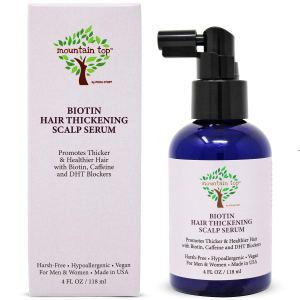 MOUNTAIN TOP Suero para el cuero cabelludo engrosante del cabello (4 onzas  4.0 fl oz) con aceite de argán, biotina, cafeÃna, bloqueadores de DHT y MOUNTAIN TOP Suero para el cuero cabelludo engrosante del cabello (4 onzas  4.0 fl oz) con aceite de argán, biotina, cafeÃna, bloqueadores de DHT y