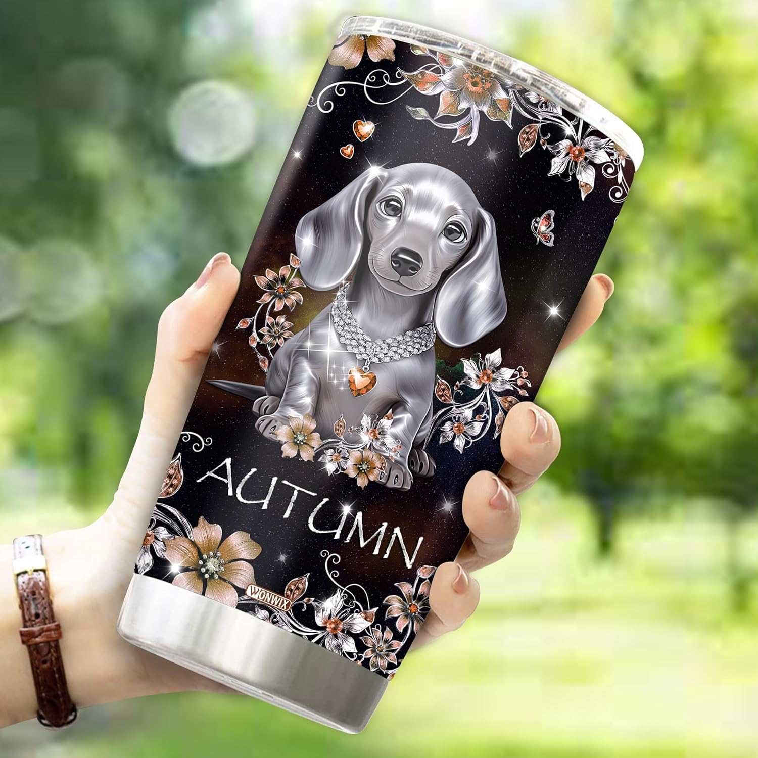 WONWIX Regalos personalizados con temática de perro salchicha para mujeres, niñas, esposa, hija, mamá, vaso aislado de acero inoxidable, botella de
