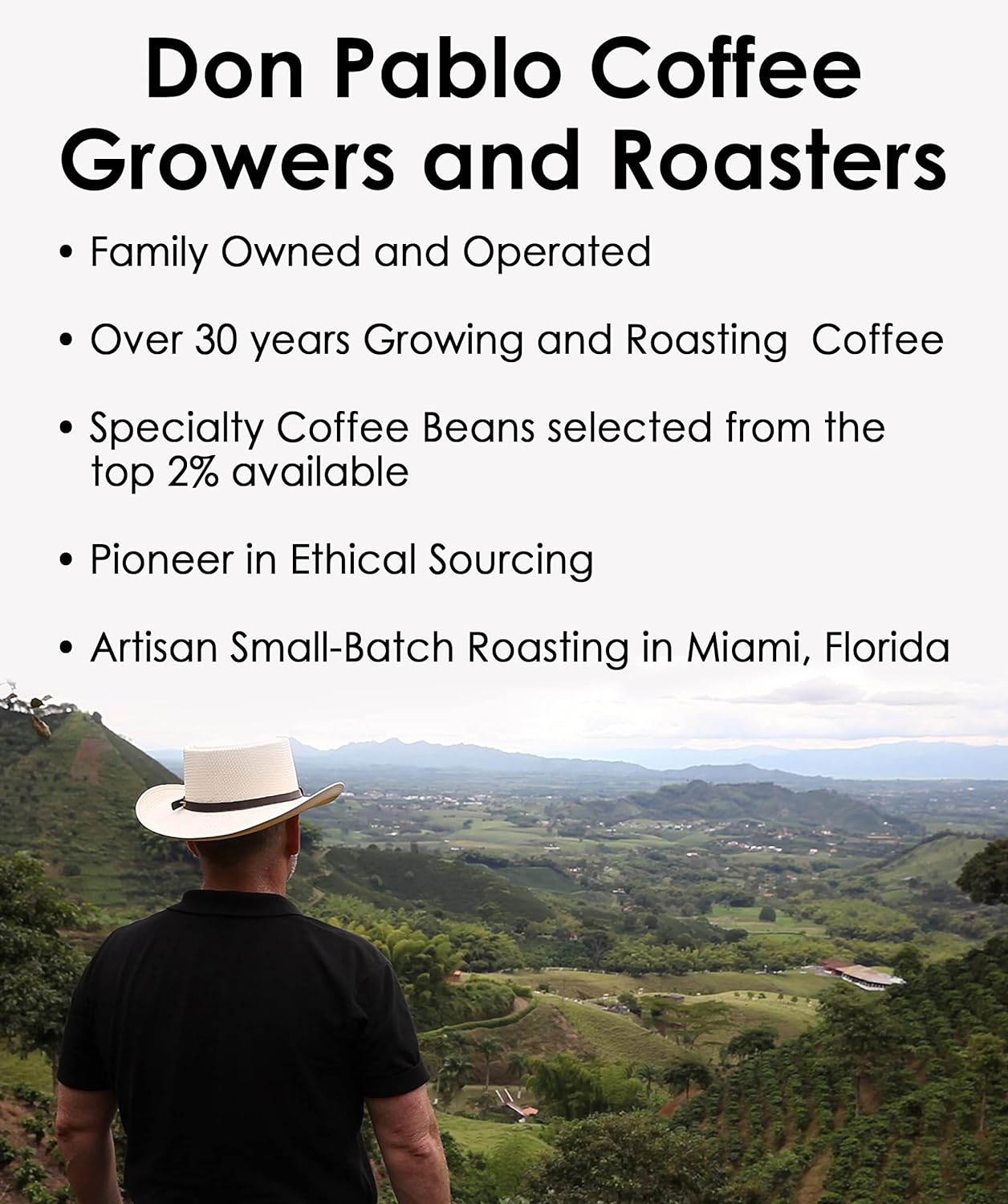 Don Pablo Colombian Supremo de 5 libras, café arábica en grano entero, tostado medio oscuro, baja acidez, bolsa de 5 libras (5 libras)