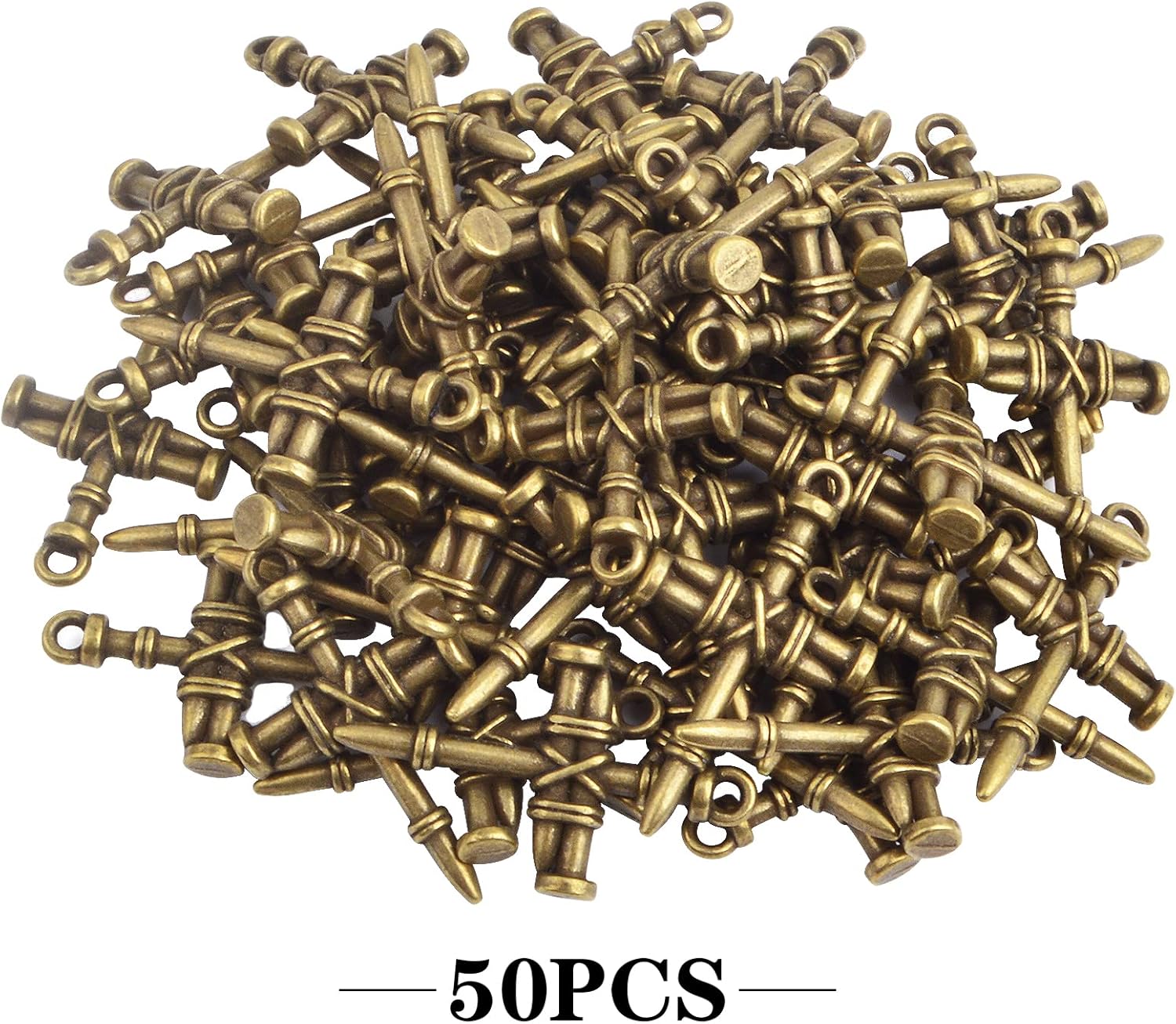 50 dijes de cruz religiosa de bronce antiguo, de aleación vintage, cristiano Jesús, crucifijo, cruz, suministros para manualidades, collares,